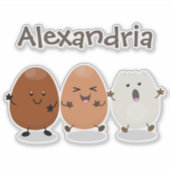 Kawaii eggs funny cartoon sticker (Voorkant)