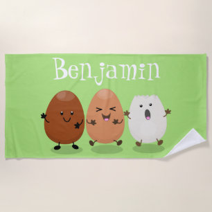 Kawaii eggs funny cartoon strandlaken