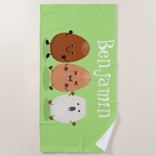 Kawaii eggs funny cartoon strandlaken (Voorkant)