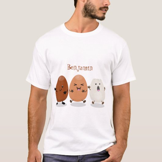 Kawaii eggs funny cartoon t-shirt (Voorkant)