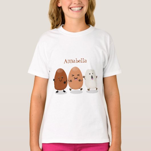 Kawaii eggs funny cartoon t-shirt (Voorkant)
