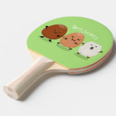 Kawaii eggs funny cartoon tafeltennisbatje (Voorkant Gekanteld)