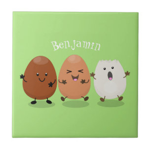 Kawaii eggs funny cartoon tegeltje