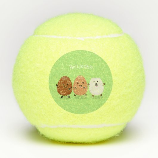 Kawaii eggs funny cartoon tennisballen (Voorkant)