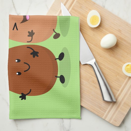 Kawaii eggs funny cartoon theedoek (Quarter Fold)