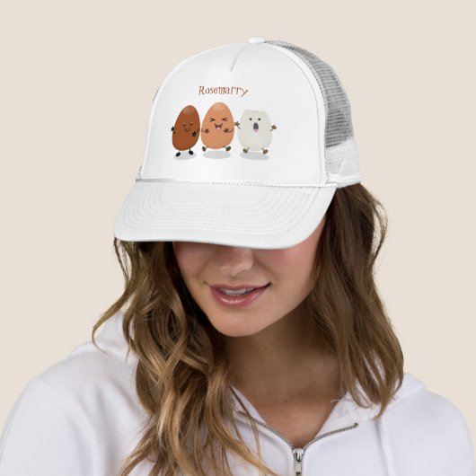 Kawaii eggs funny cartoon trucker pet (In situ)