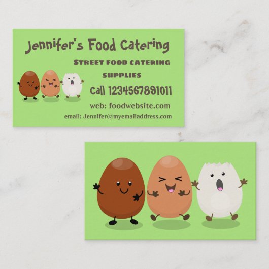 Kawaii eggs funny cartoon visitekaartje (Voorkant / Achterkant)