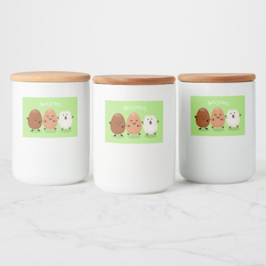 Kawaii eggs funny cartoon voedselcontainer etiket (Flessen)