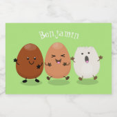 Kawaii eggs funny cartoon voedselcontainer etiket (Enkel label)