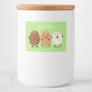 Kawaii eggs funny cartoon voedselcontainer etiket