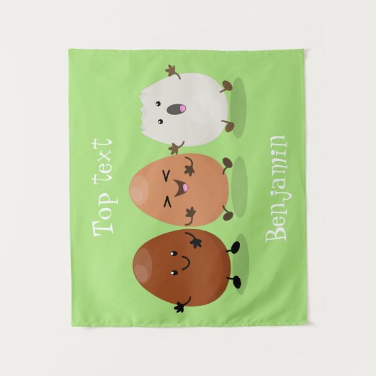 Kawaii eggs funny cartoon wandkleed (Voorkant)