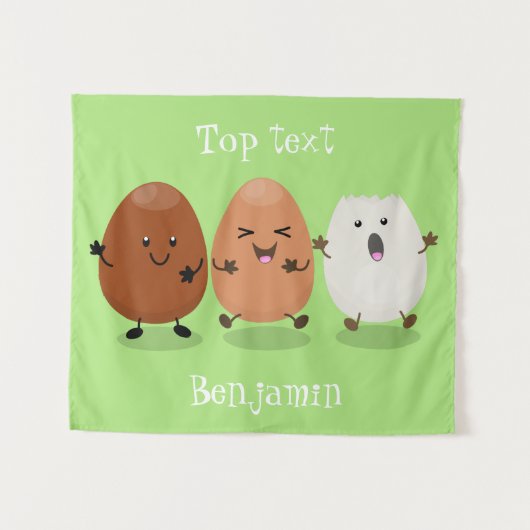 Kawaii eggs funny cartoon wandkleed (Voorkant (horizontaal))