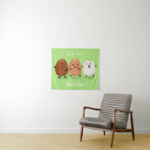 Kawaii eggs funny cartoon wandkleed (In Situ (horizontaal))