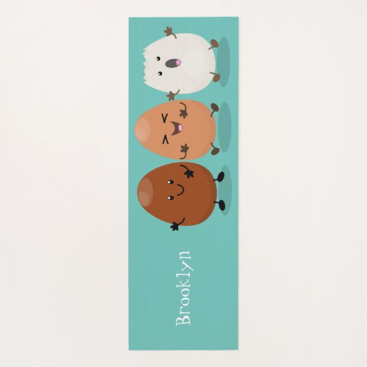 Kawaii eggs funny cartoon yogamat (Achterkant)