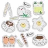 Kawaii eieren en koffie sticker (Voorkant)