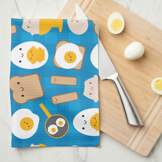 Kawaii-eieren voor ontbijt theedoek (Quarter Fold)