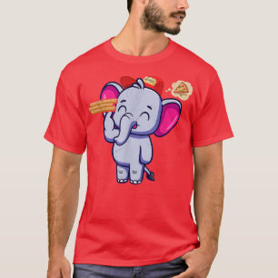 Kawaii Elephant Cute Animal Pizza Delivery Funny P T-shirt