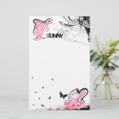 Kawaii emo Pink Bunny Stationery Briefpapier (Staand voorkant)