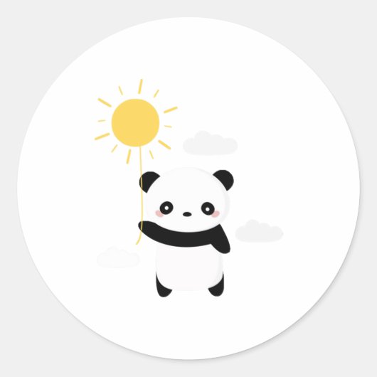 Kawaii en een schattige panda-zonnebrande ronde sticker (Voorkant)