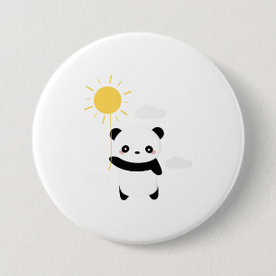 Kawaii en een schattige panda-zonnezon ronde button 7,6 cm
