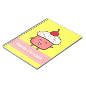 Kawaii en Happy Pink Cupcake met Cherry Notitieboek (Linkerzijde)