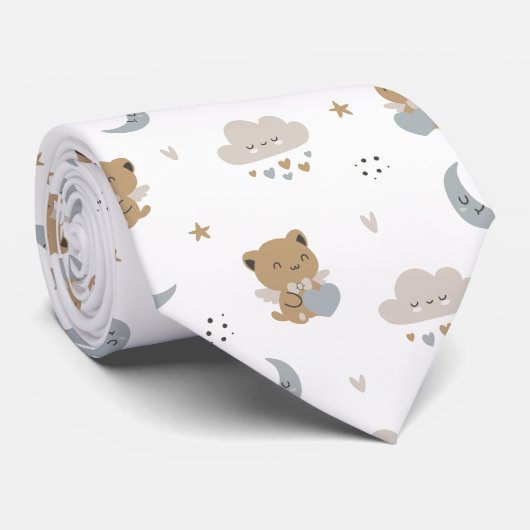 Kawaii engelkatten en wolken (1) stropdas (Opgerold)