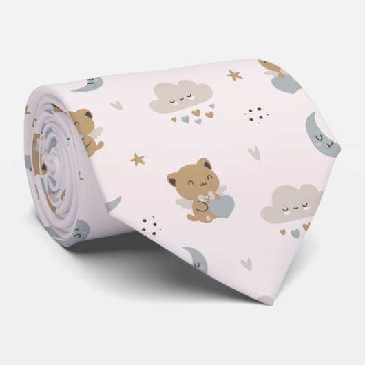 Kawaii engelkatten en wolken (2) stropdas (Opgerold)