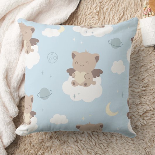 Kawaii engelkatten op wolken patroon kussen (Deken)