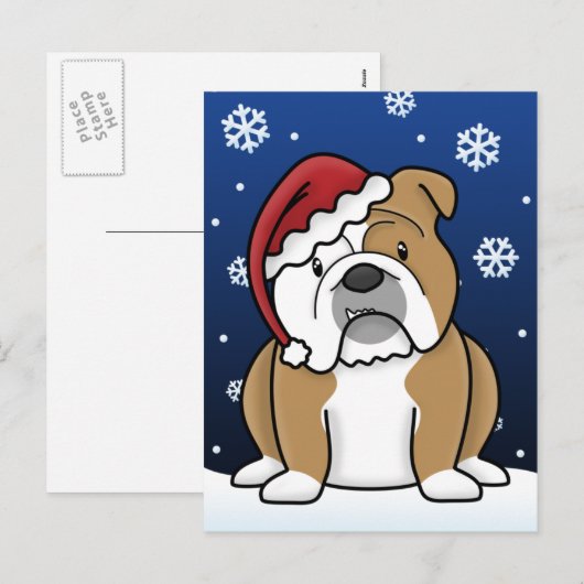 Kawaii Engels Bulldog Christmas Briefkaart (Voorkant / Achterkant)