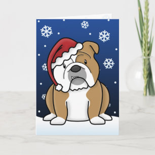 Kawaii Engelse Bulldog Christmas Kaart