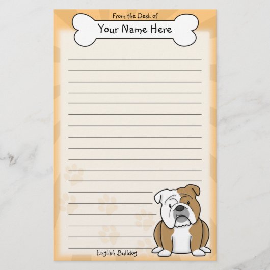Kawaii English Bulldog Stationery Briefpapier (Voorkant)