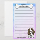 Kawaii English Springer Spaniel Stationery Briefpapier (Voorkant / Achterkant)