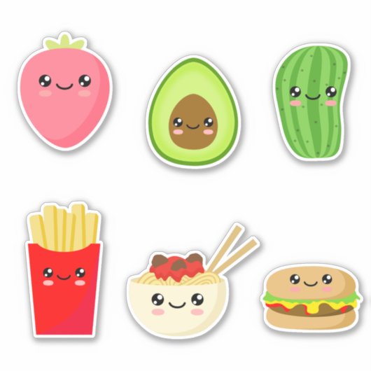 Kawaii eten 01 sticker (Voorkant)