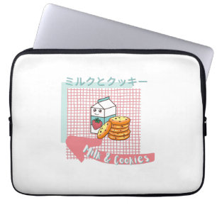 kawaii eten- lekkere melk en koekjes, roze, turquo laptop sleeve