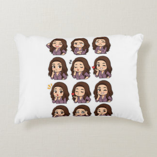 Kawaii Expression Throw Pillow – Boss Babe Vibes Accent Kussen