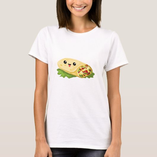 Kawaii Face Burrito Shirt voor Mexicaanse voedsell (Voorkant)