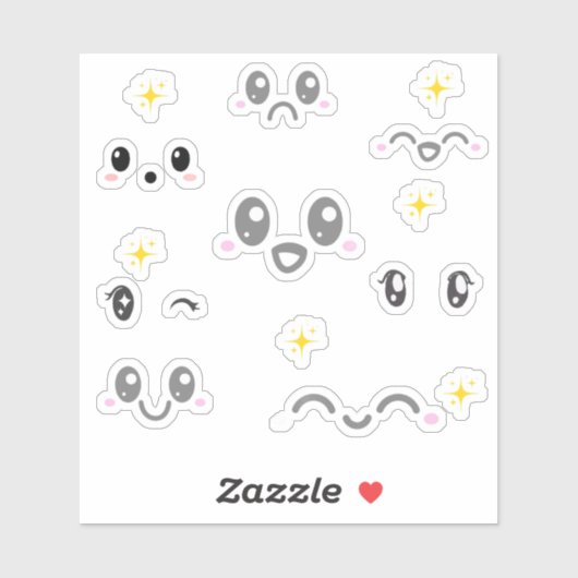 Kawaii Face Expression Stickers (Vel)