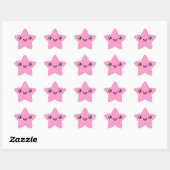 Kawaii Face Pink Star Sticker (Vel)
