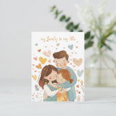 Kawaii Familie van Drie Briefkaart (Staand voorkant)