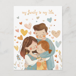 Kawaii Familie van Drie Briefkaart