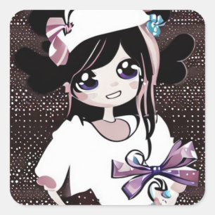 Kawaii Fancy Verjaardagsmeisje Vierkante Sticker