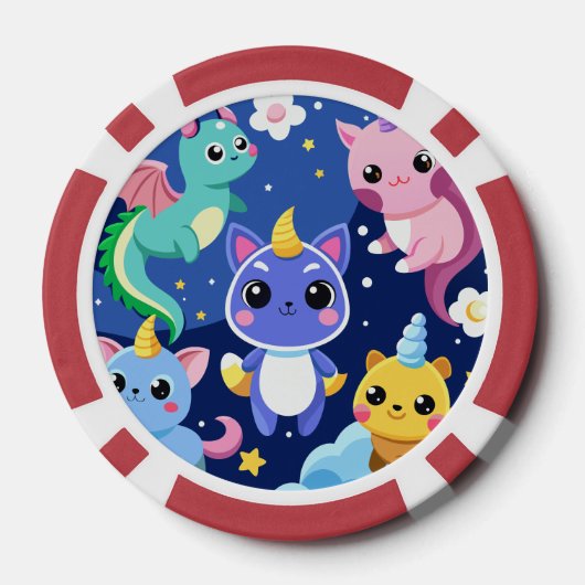 Kawaii Fantasy Creatures Poker Chips (Achterkant)