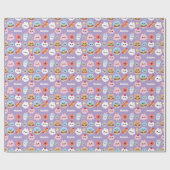 Kawaii Fast Food Burger Donut Pattern Cadeaupapier (Vlak)
