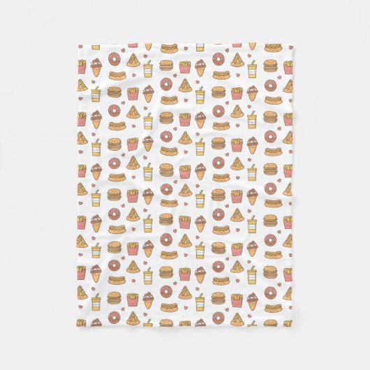 Kawaii Fast Food Doodles Fleece Blanket (Voorkant)