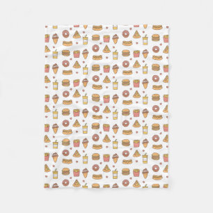 Kawaii Fast Food Doodles Fleece Blanket Deken
