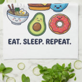 Kawaii Fast Food Mood Patterns Theedoek (Gevouwen)