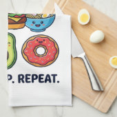 Kawaii Fast Food Mood Patterns Theedoek (Quarter Fold)