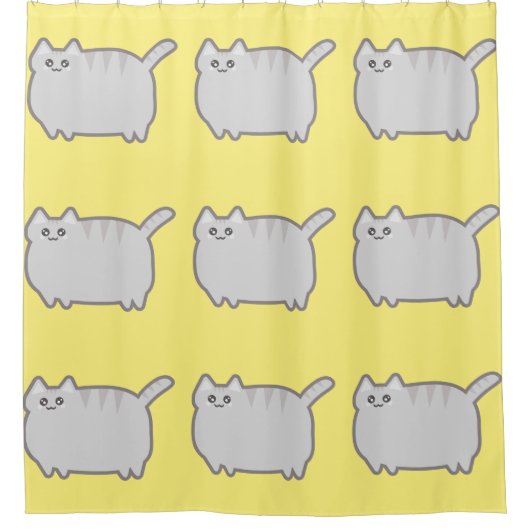 Kawaii Fat Cat Douchegordijn (Voorkant)