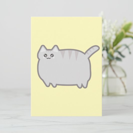 Kawaii Fat Cat Kaart (Staand voorkant)
