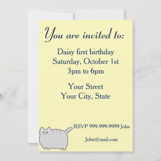 Kawaii Fat Cat Kaart (Achterkant)